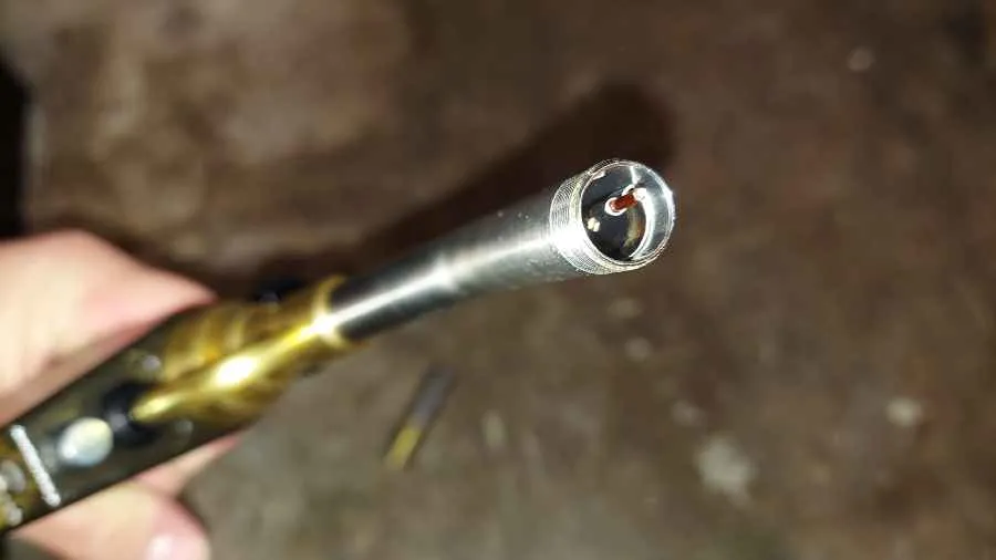 You can see the ignition wire inside the tube after I have removed the burntip.